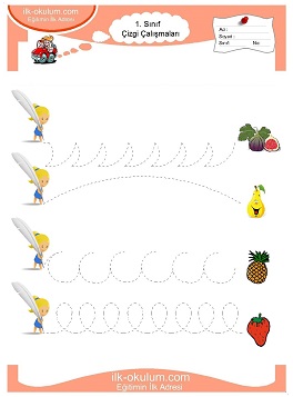 Çocuklar İçin Çizgi Çalışma Sayfaları 